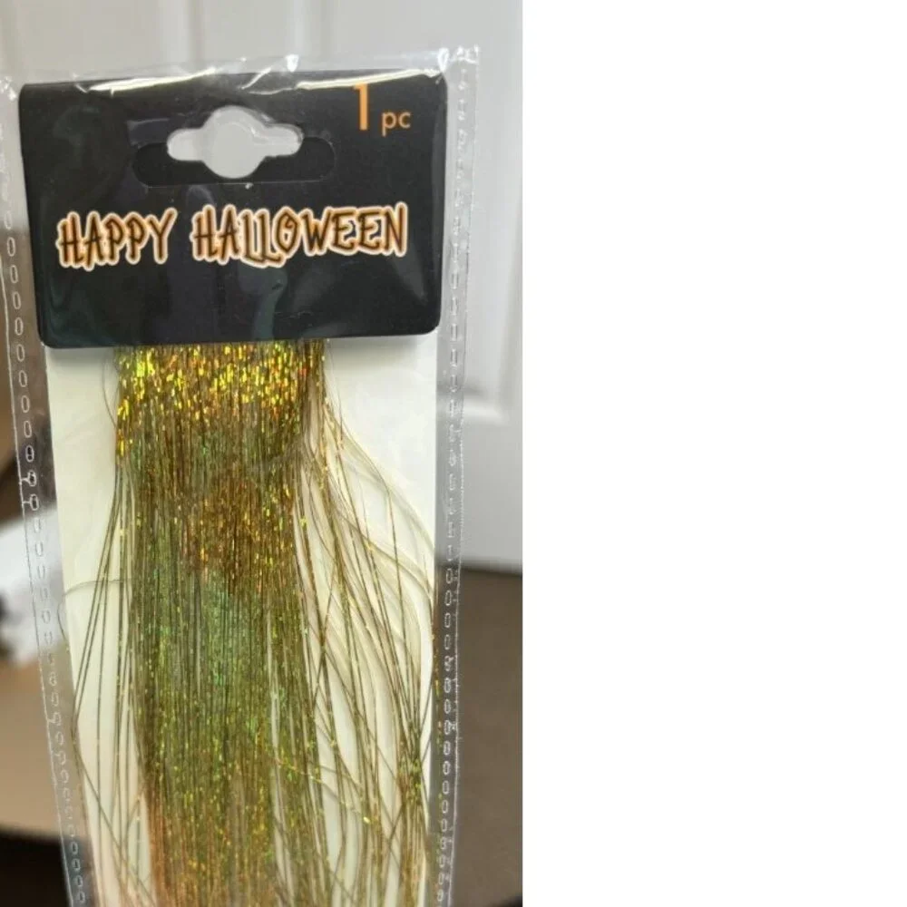 Hair Extensions Halloween Gold Glitter Set of 2 Synthetic Hair 19